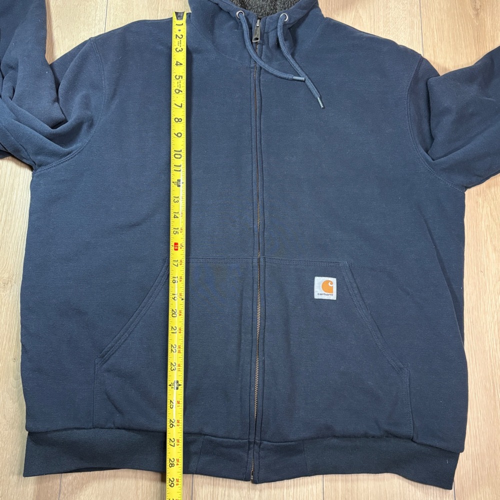 Carhartt Mens XL Navy Blue Sherpa Lined Full Zip Hoodie Jacket Sweatshirt 100072 - Picture 7 of 8